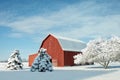 Red Barn With Snow Royalty Free Stock Photo