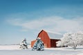 Red Barn With Snow Royalty Free Stock Photo