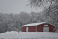 Red Barn on a Snowy Day Royalty Free Stock Photo