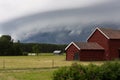 Red barn in the storm Royalty Free Stock Photo
