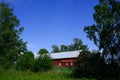 Red barn surrounded by green. Royalty Free Stock Photo