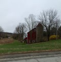 Red Barn And White Farmhouse Royalty Free Stock Photo