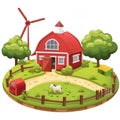 Red Barn with a Windmill and a Horse Royalty Free Stock Photo