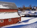 Red Barn on a winter day Royalty Free Stock Photo