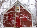 Red barn in winter Royalty Free Stock Photo