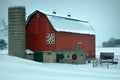 Red Barn in Winter Royalty Free Stock Photo