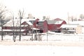 Red Barn in Winter Snow in Pennsylvania Royalty Free Stock Photo