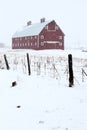 Red Barn in Winter Storm Royalty Free Stock Photo