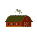 Red barn. Wooden Barn house or stable in rustic retro style.