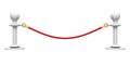 Red barrier rope section on white background Royalty Free Stock Photo