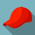 Red baseball cap icon, flat style Royalty Free Stock Photo