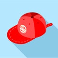 Red baseball cap icon, flat style Royalty Free Stock Photo