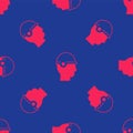 Red Baseball helmet icon isolated seamless pattern on blue background. Vector Royalty Free Stock Photo