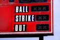 Red Baseball Scoreboard Ball Strike Out Royalty Free Stock Photo