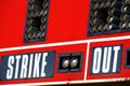 Red Baseball ScoreBoard for Game with Sky