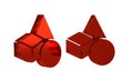 Red Basic geometric shapes icon isolated on transparent background.