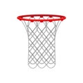 Red basketball hoop with a rope net, for playing basketball. Sports equipment. Vector illustration isolated on white Royalty Free Stock Photo