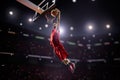 Red Basketball player in action Royalty Free Stock Photo