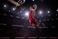 Red Basketball player in action Royalty Free Stock Photo