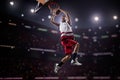 Red Basketball player in action Royalty Free Stock Photo