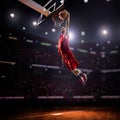 Red Basketball player in action Royalty Free Stock Photo