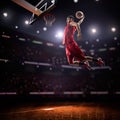 Red Basketball player in action Royalty Free Stock Photo