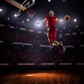 Red Basketball player in action Royalty Free Stock Photo