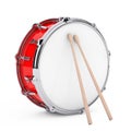 Red Bass Drum with Pair of Drum Sticks. 3d Rendering