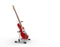 Red Bass Guitar On The Stand - Side View