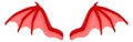 Red bat wings. Devil symbol. Mythical dragon fly sign