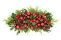 Red Bauble Christmas Decoration with Winter Greenery Royalty Free Stock Photo
