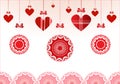 Red baubles with hearts Royalty Free Stock Photo