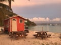 Red beach hut at Sunset Royalty Free Stock Photo