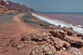 Red beach on iranian island of Hormuz, Hormozgan, Southern Iran.