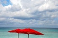 Red beach umbrella Royalty Free Stock Photo