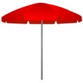 Red beach umbrella on white background Royalty Free Stock Photo