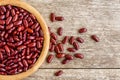 Red kidney bean in wooden bowl . Royalty Free Stock Photo