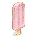 Red bean ice cream popsicle, frozen ice lolly stick with adzuki bean