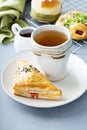 Red bean puff pastry with green tea