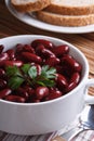 Red beans boiled n white bowl close-up vertical Royalty Free Stock Photo