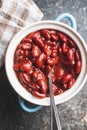Red beans in tomato sauce in pot Royalty Free Stock Photo