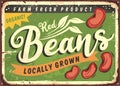 Red beans vintage poster concept on green background