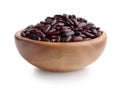 Red beans in a wooden bowl isolated on white background Royalty Free Stock Photo