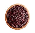 Red beans in a wooden bowl isolated on a white Royalty Free Stock Photo