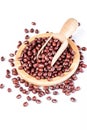 Red beans in the wooden plate Royalty Free Stock Photo