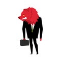 Red Bear Businessman. Player on the stock exchange with bears he