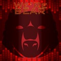 Red bear head papercut style Royalty Free Stock Photo