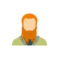 Red bearded man icon, flat style Royalty Free Stock Photo