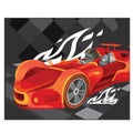 Red beautiful big car on a gray stylized background, vector illustration Royalty Free Stock Photo