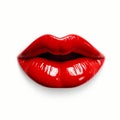 Red beautiful lips isolated on white background. High quality illustration